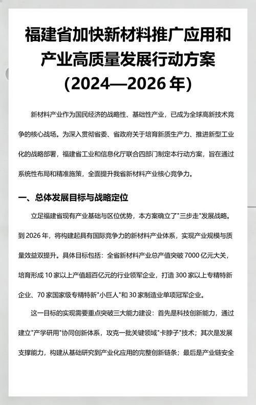 福建省加快新材料推广应用和产业高质量发展行动方案